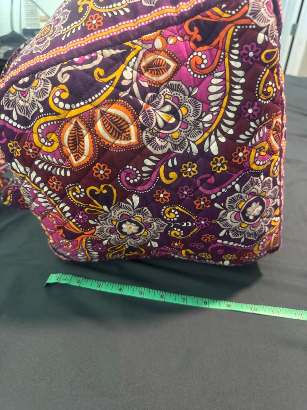 Vera Bradley large Quilted Floral Duffel in Purple, Orange & Yellow - Picture 4 of 7